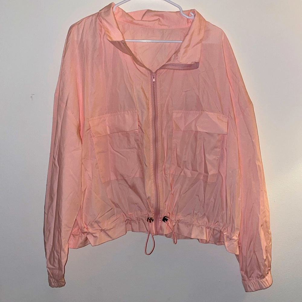 SHEIN pale pink collared windbreaker-type jacket